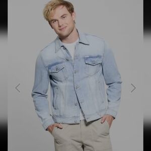 Guess Men's Light Wash Blue Denim Jacket Small New